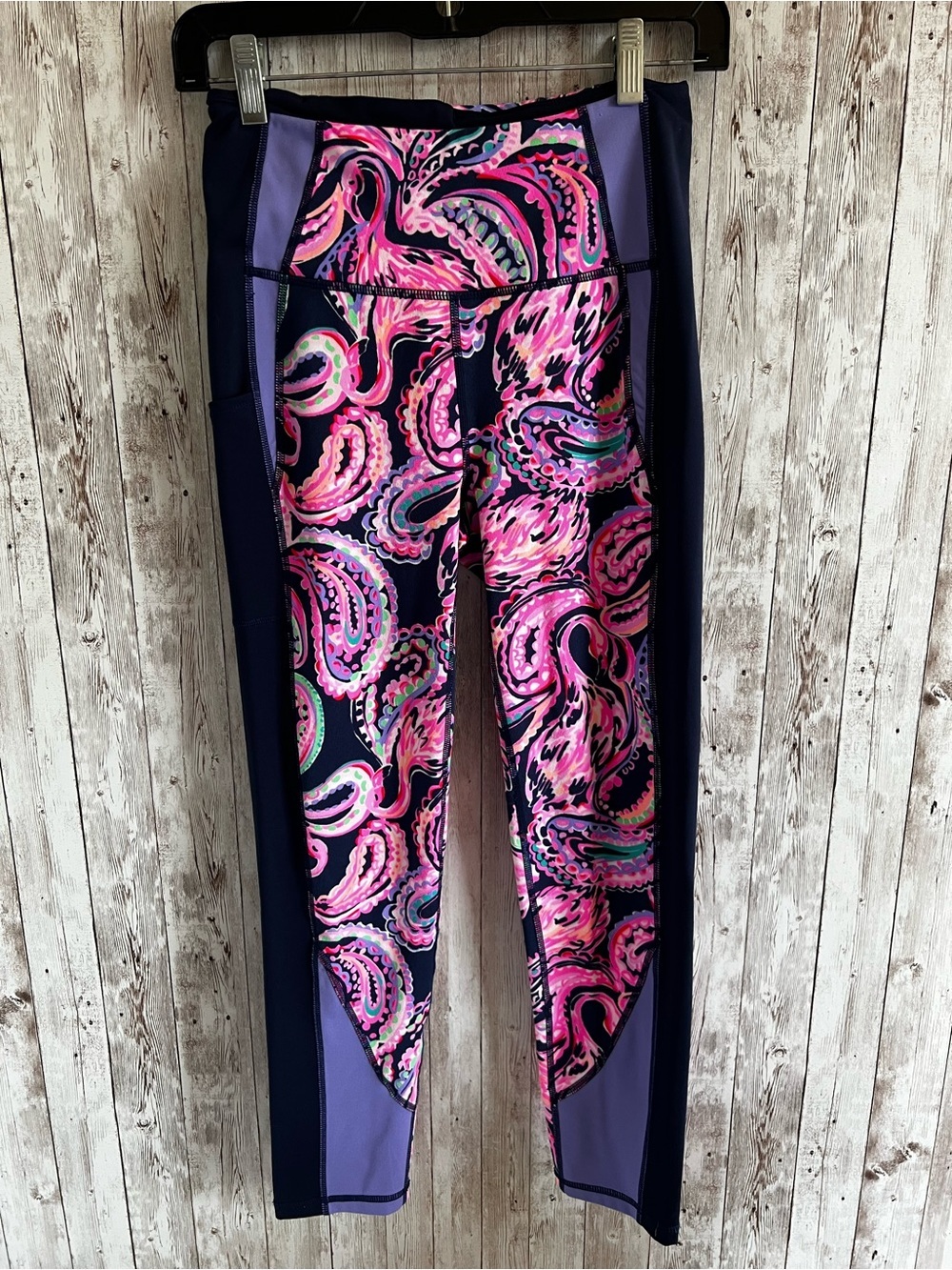 Lilly Pulitzer Luxletic Weekender High Tide Navy Flock To The Top Leggings SM